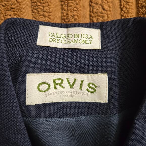 Orvis Womens USA Tailored Classic Old Money Minimalist Navy Wool Blend Blazer 4P - Picture 8 of 11